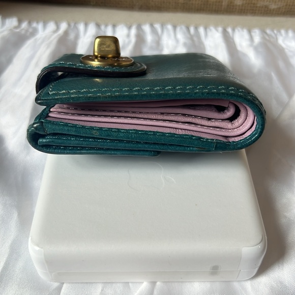 HTF Coach Ergo Teal Turquoise Turnlock Wallet - Picture 7 of 11